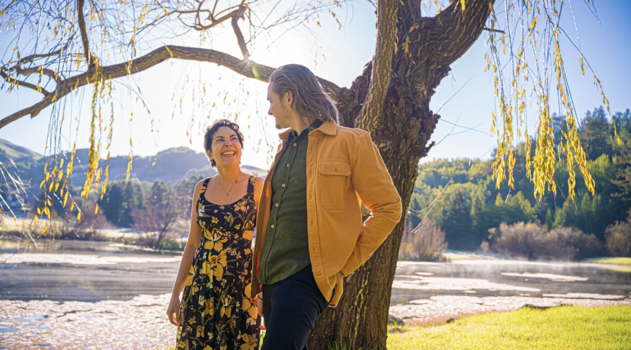 Beneath a tree music duo